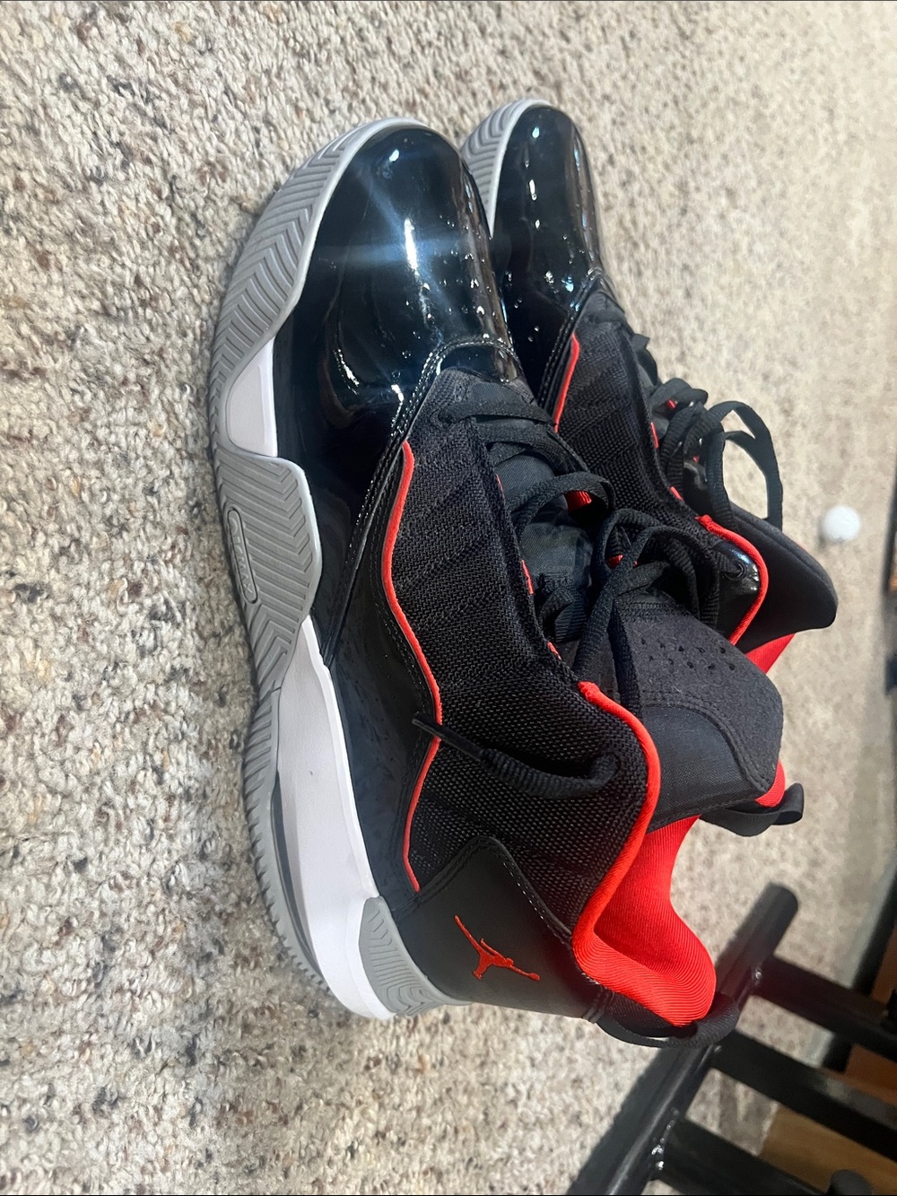Jordan Low Top Sneakers in Black and Red Interior